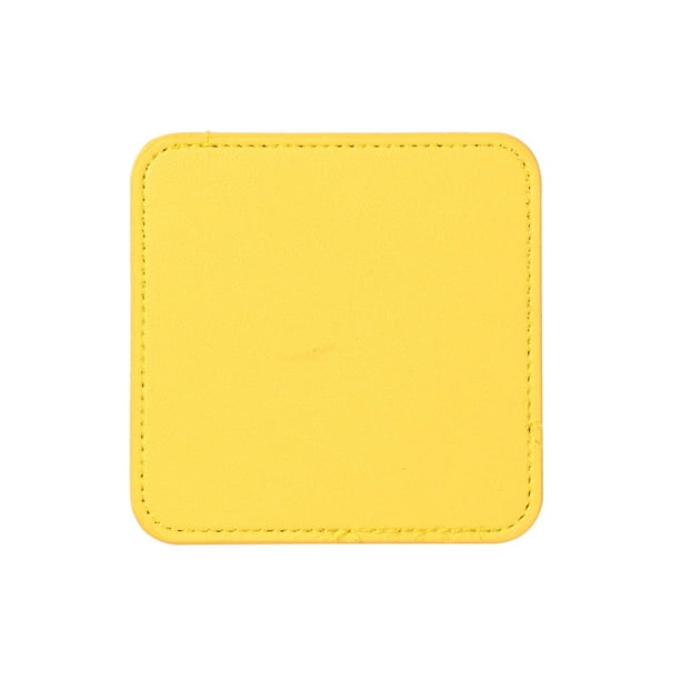 XmhyTop Juego de 4 Posavasos Rectángulo de Piel Suave con Costura Decorativa, Ideal para Tazas, Mesas de Madera y Decoración Hogar, 3.6 Pulgadas, Amarillo