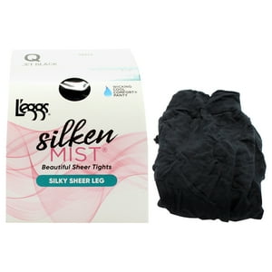 Medias Transparentes De Seda Silken Mist, Hermosas Medias Transparentes De Seda - Lsm202 Negro Azabache De Leggs Para Mujer - 1 Par De Pantimedias (Q)