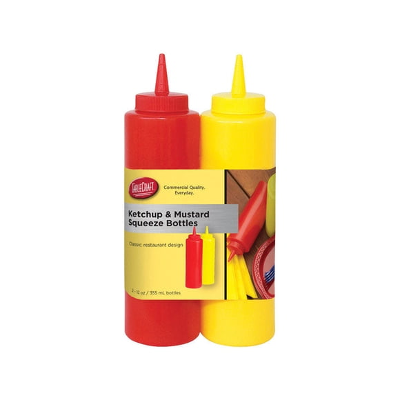 Dispensadores de ketchup y mostaza TableCraft Nostalgia, 700 ml, color rojo y amarillo