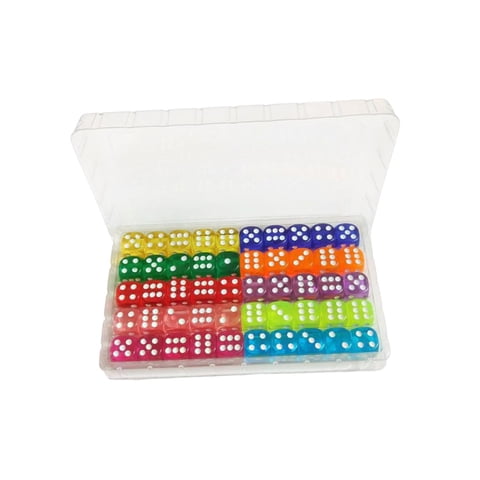 Magideal - 50 Unids Acrílico Juego De Dados De 6 Caras Juego De Dados Suministros Para Fiestas Juguetes De Enseñanza De Matemáticas Dados De 16 Mm Dados De Juego
