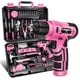 thumbnail image 1 of Juego De Taladro Inalámbrico Rosa De 8 V Con 127 Accesorios, Luz Y Caja De Herramientas Para Reparaciones Domésticas. Ideal Para El Mantenimiento Diario Del Hogar., 1 of 7