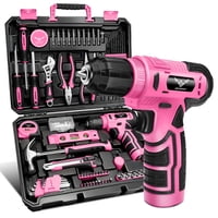 Jenabom - Juego De Taladro Inalámbrico Rosa De 8 V Con 127 Accesorios, Luz Y Caja De Herramientas Para Reparaciones Domésticas. Ideal Para El Mantenimiento Diario Del Hogar.