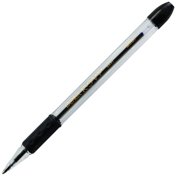 Bolígrafo Pentel RSVP BK91-A, tinta negra, 1,0 mm, 12 unidades