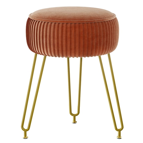 Taburete reposapiés otomano IBUYKE de terciopelo redondo naranja LG-30J