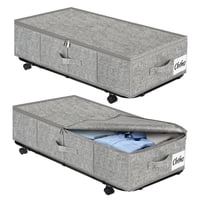 Almacenamiento Kukikan Large Para Debajo De La Cama, 50 Litros, Con Ruedas, Paquete De 2