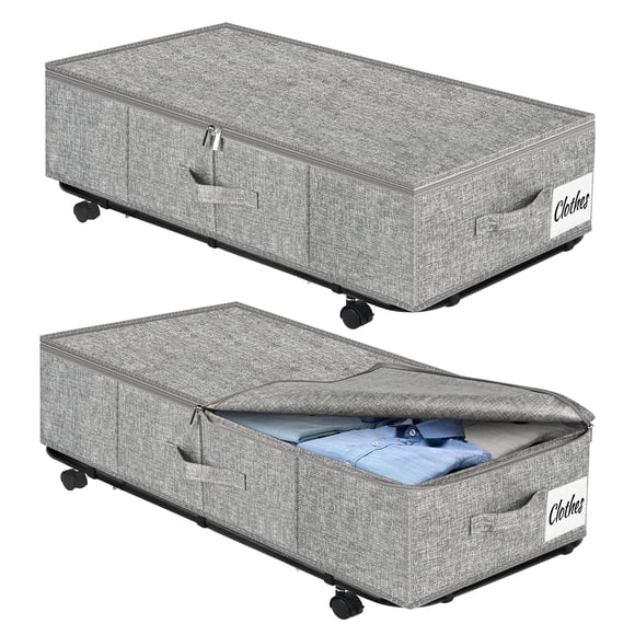 Almacenamiento Kukikan Large para debajo de la cama, 50 litros, con ruedas, paquete de 2