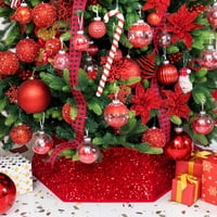 Xmasexp - Collar Para Árbol De Navidad Con Lentejuelas, 85 Cm, Color Rojo Vino