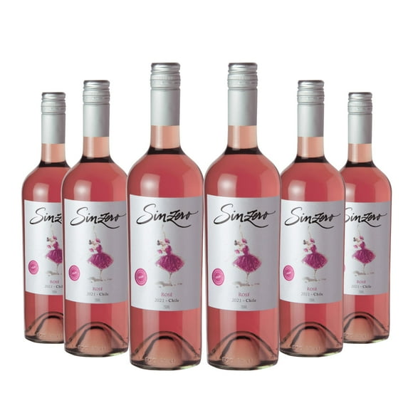 SINZERO Rose - Vino rosado sin alcohol - Bajo en calorías, apto para veganos, 25.4 FlOz - Paquete de 6