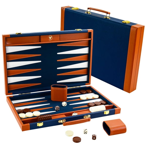 Backgammon Vovotuzzi 44 cm Portátil de Cuero PU Azul