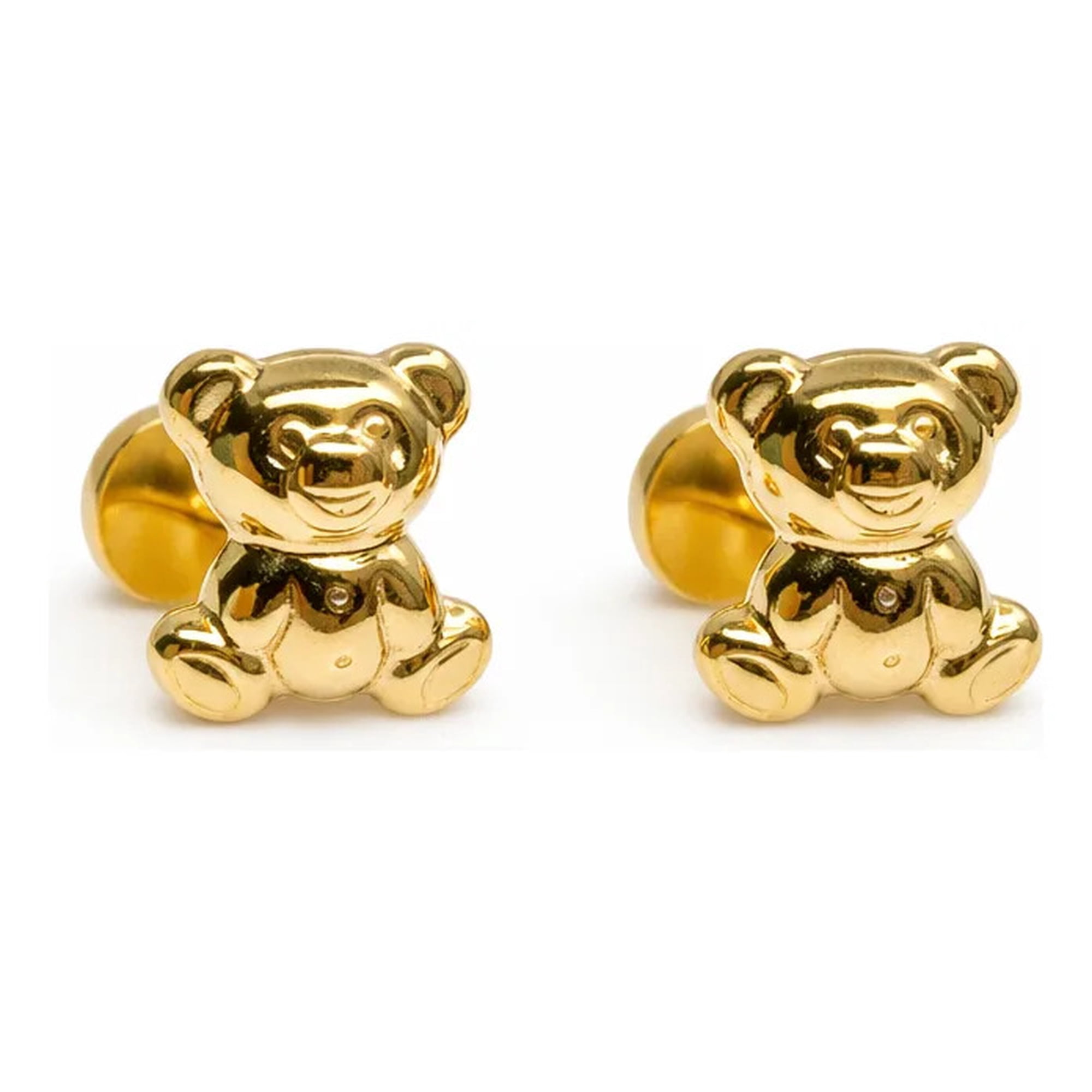 Jireh Joyas - Aros Abridores Osito 6x7mm Oro 14k Oso Bebé Niña Dorado