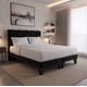 thumbnail image 4 of Cama Dos Plazas con Colchon + Pack de Almohadas Tapizado en Felpa Negro, 4 of 6