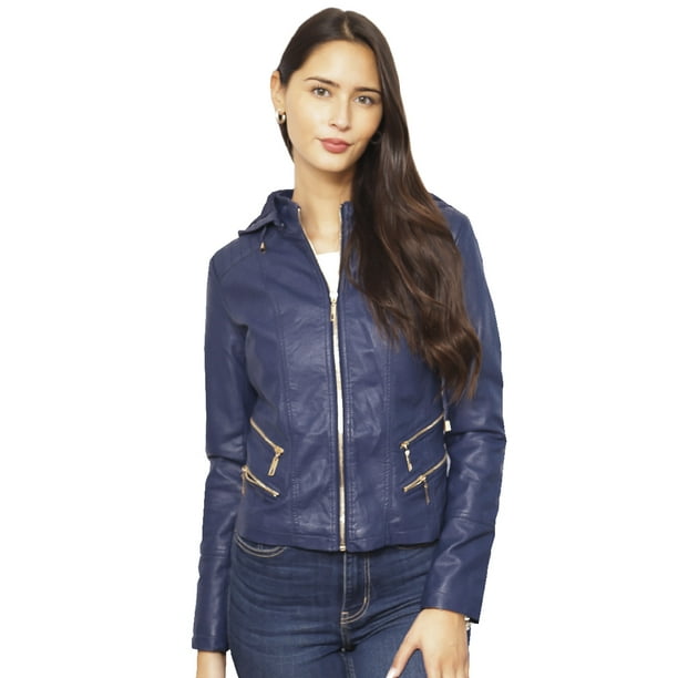 Chaqueta Ecocuero Che55 Navy Mujer