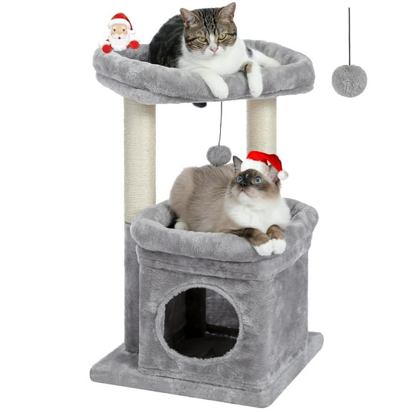 Cat Tree Tower PEQULTI para gatos de interior con acogedor condominio