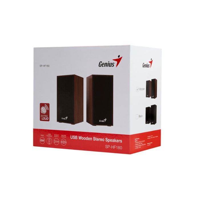 Genius - Parlante Para Pc Usb De Madera Caoba