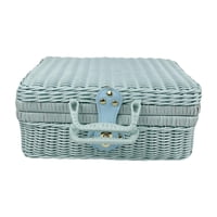 Magideal - Cesta De Almacenamiento De Maleta De Ratán Imitación Con Mango De Diseño Retro Liviano Canasta De Picnic Tejida A Mano Para Guarniciones Para Acampar L