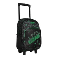 Mochila Con Ruedas Infantil Chips Gamer Negro Verde Head