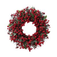 Magideal - Corona Navideña Artificial De Bayas, Decoración Navideña, Guirnalda Para Colgar En La Pared, Corona Navideña Para Acción De Gracias, Chimenea, Patio Y 50 Cm