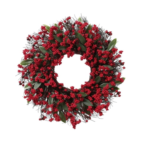 Magideal - Corona Navideña Artificial De Bayas, Decoración Navideña, Guirnalda Para Colgar En La Pared, Corona Navideña Para Acción De Gracias, Chimenea, Patio Y 50 Cm