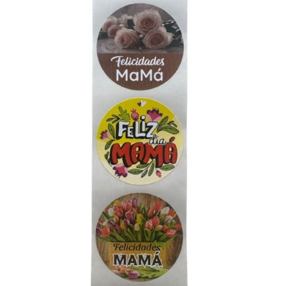 Sticker Feliz Dia Mama B 100un 38mm