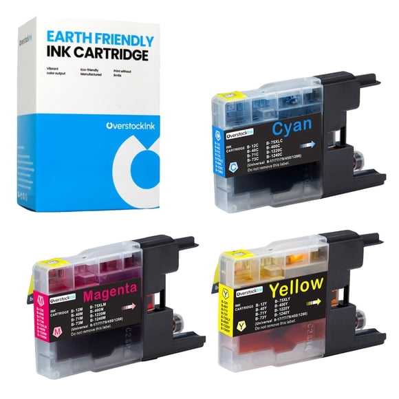 Cartucho de tinta compatible LC75 de OverstockInk, paquete de 3 para Brother