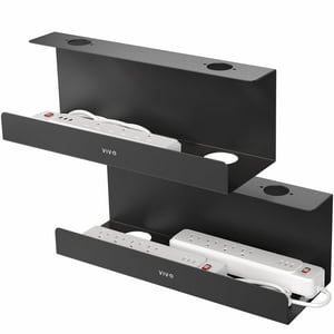Bandejas De Gestión De Cables Vivo Para Debajo Del Escritorio, 43 Cm, Negras, Paquete De 2