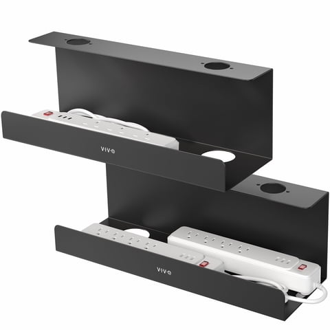 Bandejas De Gestión De Cables Vivo Para Debajo Del Escritorio, 43 Cm, Negras, Paquete De 2