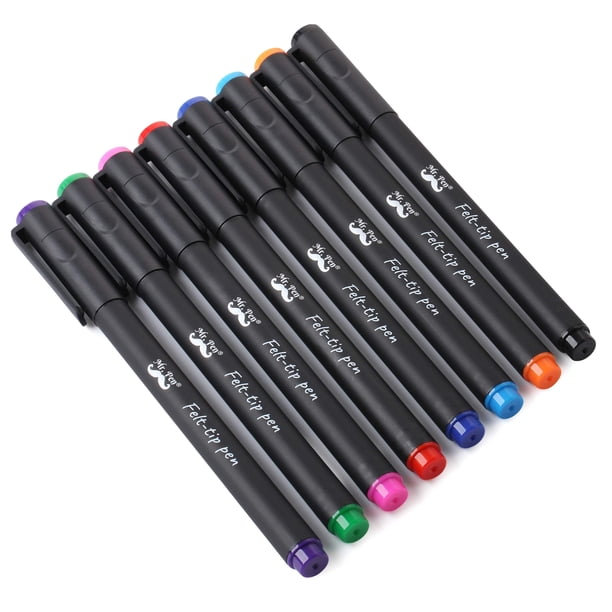 Bolígrafos con punta de fieltro Mr. Pen de punta fina de 0,7 mm, paquete de 8 unidades, varios