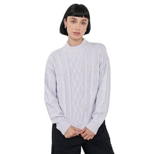 Sweater Mujer Cuello Moc Trenza Lila Corona