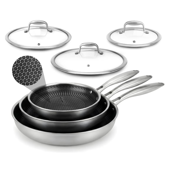 Set de Sartenes NutriChef 8", 10", 12" Antiadherente de Acero Inoxidable