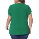 thumbnail image 3 of Agnes Orinda Blusas de Talla Grande para Mujer con Cuello en V Entallado, Mangas Cortas de Pétalo, Camisas Casual 4X Verde Oscuro, 3 of 6