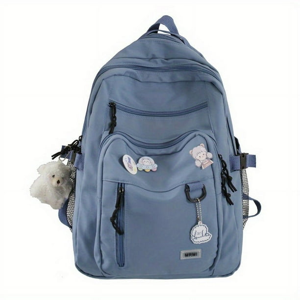 Upgrade Your School and Travel Game with Our Kawaii Canvas Backpack - Simple Preppy Style with Large Capacity for Women