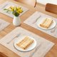 thumbnail image 2 of Juego de 6 manteles individuales de plástico para decoración de mesa de comedor, lavables, manteles de cocina, limpiar con un paño, dorado, 17.7*11.8 pulgadas, 2 of 6