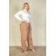 thumbnail image 5 of Saronite Pantalones de Paracaídas con Cintura Elástica y Dos Bolsillos Delanteros, Color Marrón Azúcar (para Mujer), 5 of 5