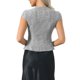 thumbnail image 3 of INSPIRE CHIC Blusa de Mujer de Tweed a Cuadros con Cuello en V, Manga Corta y Dobladillo Peplum Negro Talla L, 3 of 6
