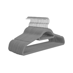 Genérico - Set De 50 Ganchos Colgadores De Ropa Terciopelo Gris
