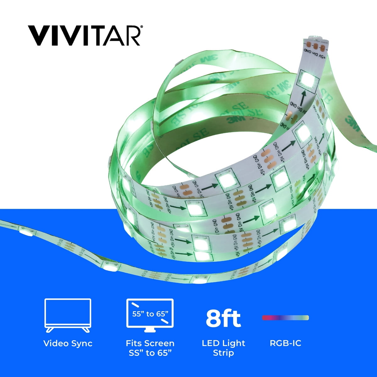 Tira Led Vivitar Rgb 8.2ft Sincronizable Tv 65 Con Control
