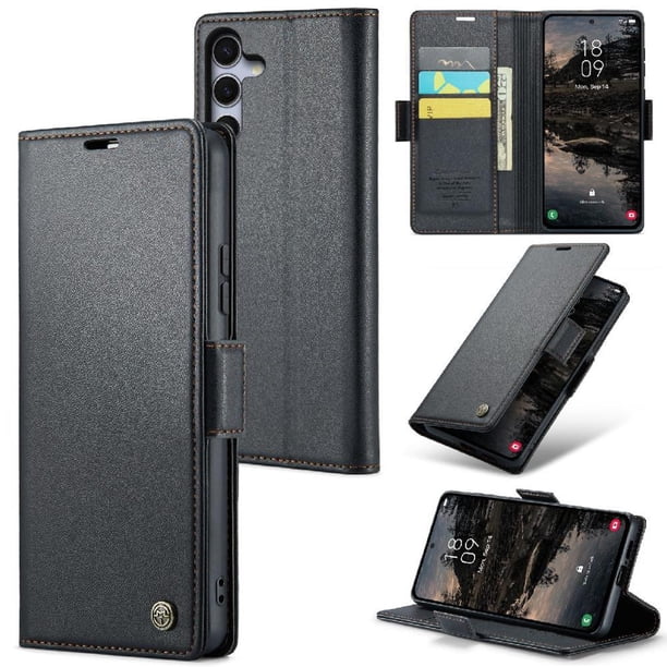 CaseMe tipo cartera Samsung Galaxy S25 5G con cierre magnético, RFID, tarjetero, soporte, carga inalámbrica