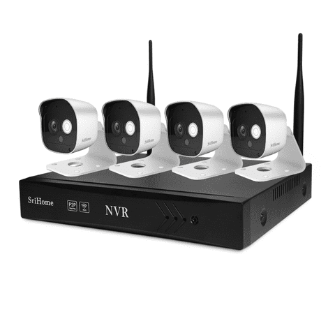 Srihome - Kit Nvr Inalámbrico Sistema De 4 Cámaras De Seguridad Ip Wifi 1080P 2Mp Sricam Nvs002
