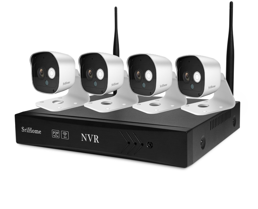 Srihome - Kit Nvr Inalámbrico Sistema De 4 Cámaras De Seguridad Ip Wifi 1080P 2Mp Sricam Nvs002