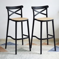Venhoouse - Pack 2 Taburete Crossback Danubio 66Cm Piso Bar O Terraza Apilable Negros