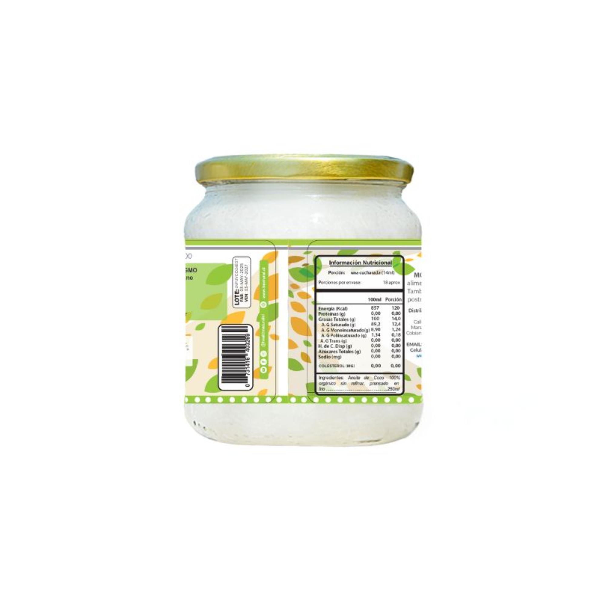 Aceite de Coco Orgánico Frasco, 250 g | Lider