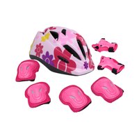 Babyluna - Casco Y Kit Protección Bicicleta Patinaje Antigolpes Rosado