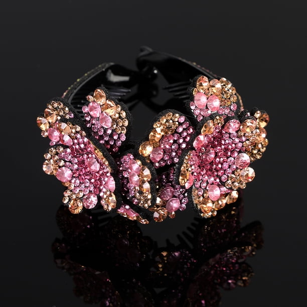 Elegant Rhinestone Hair Claws for Women - Flower Hair Clip Barrettes, Claw Hair Clamps, Ponytail Holder, Hairpin Band - Stylish Hair Accessories