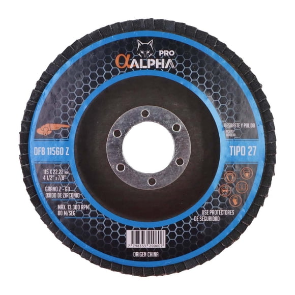 Disco Flap Para Acero Inox 4 1/2'' Zirconio - Alpha azul