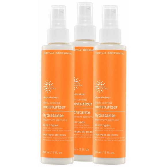Crema hidratante Earth Science, ligeramente perfumada con almendra y aloe, 150 ml, paquete de 3