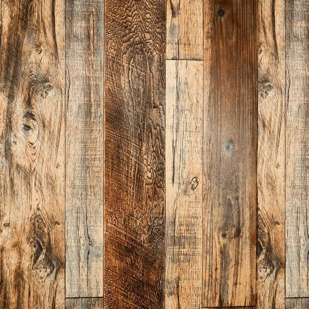1pc Brown Wood Peel And Stick Wallpaper, 17.8inch * 118.8inch/17.8 Inch * 236inch, Self Adhesive Removable Wood Grain Wallpaper For Wall Covering