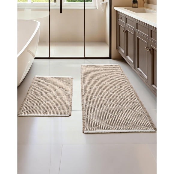 Set de Alfombrillas de Baño Furicher Waffle 51x120 cm y 46x76 cm