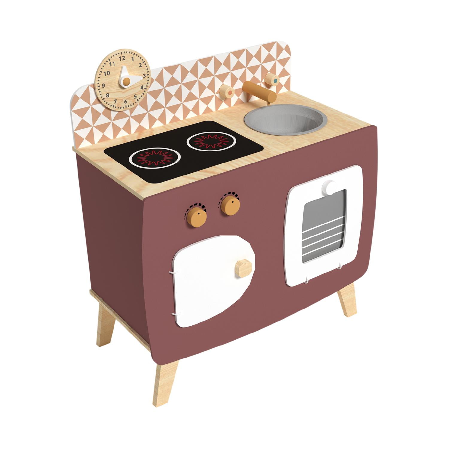 Gamepower - Cocina De Madera Burdeo + Accesorios 59x32x66 Cm Cafe