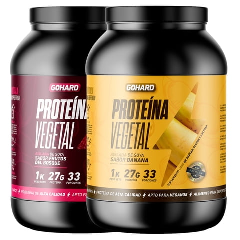 Gohard - Pack Proteinas Vegetales 2Kg Total 66Sv Platano -Frutos Del Bosque