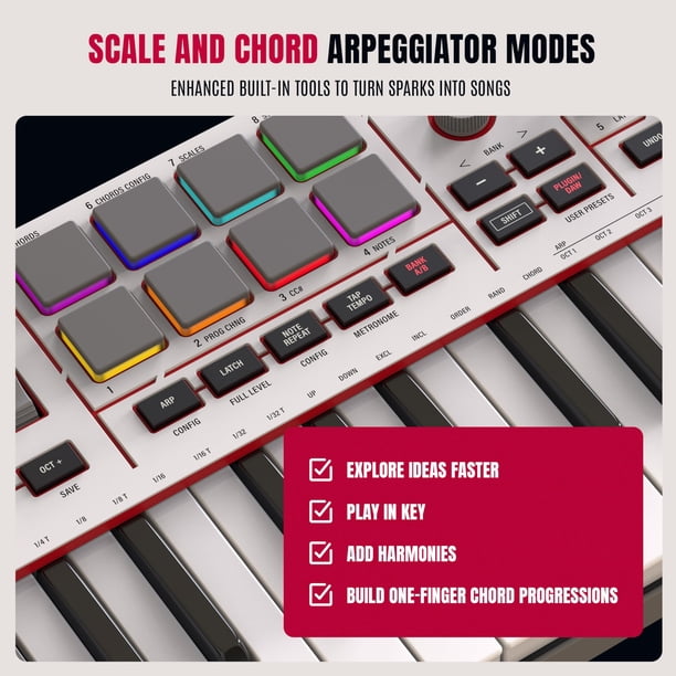 Controlador de Teclado MIDI Akai MPK Mini IV USB-C de 25 Teclas
